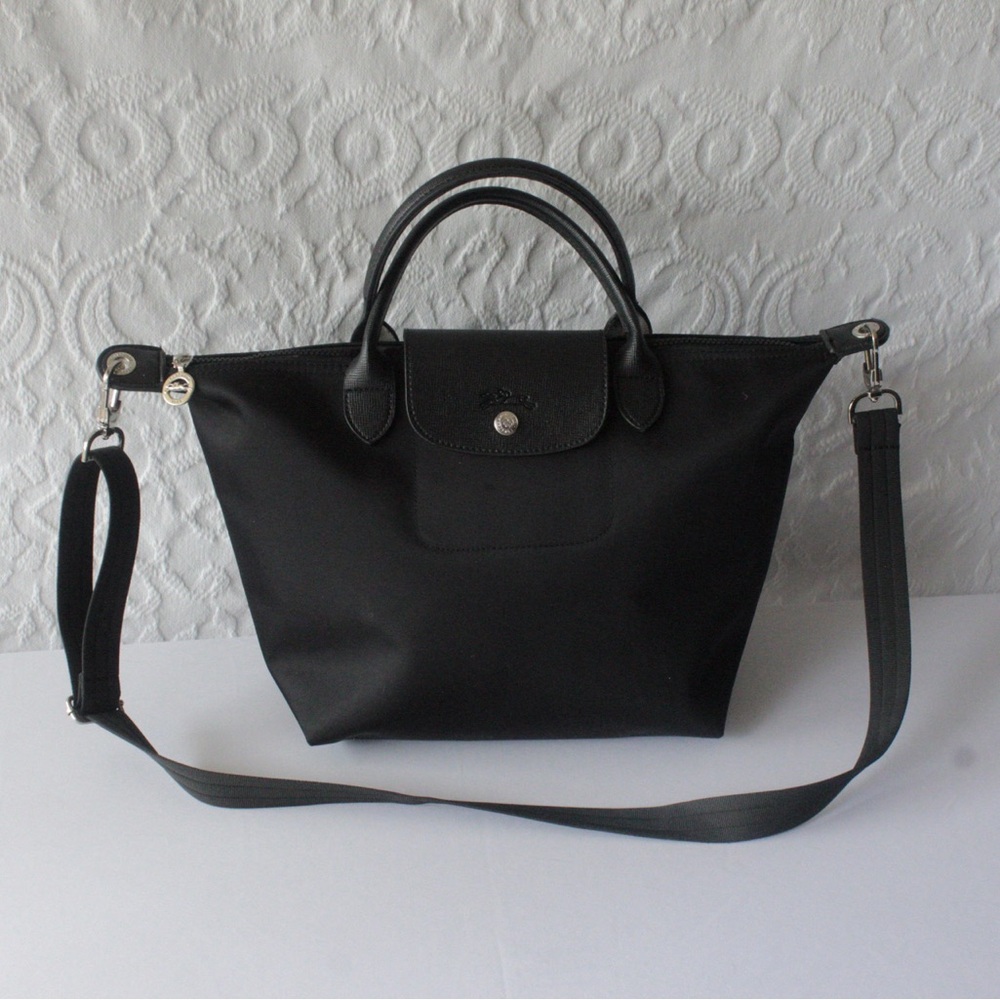 black Longchamp medium le pilage bag model number 1623 tote bag